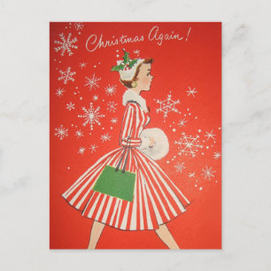 Vintage Retro Christmas Postcard