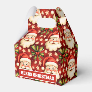 Vintage Retro Christmas Santa Claus and Bows Favour Box