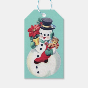 VINTAGE RETRO CHRISTMAS SNOWMAN  GIFT TAGS