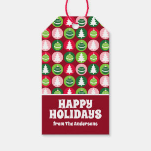 Vintage Retro Christmas Trees and Ornaments Gift Tags
