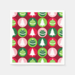 Vintage Retro Christmas Trees and Ornaments Napkin