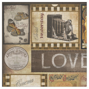 Vintage retro cinema, brown film, grunge, painting fabric