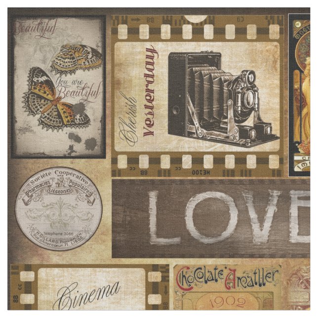 Vintage retro cinema, brown film, grunge, painting fabric (Close Up)