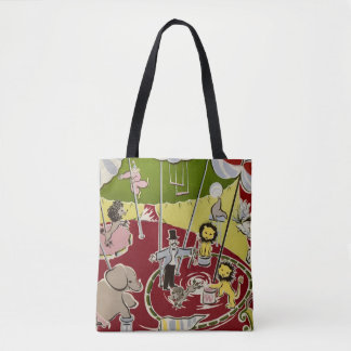 Vintage Retro Circus Animals Ring Theme Tote Bag