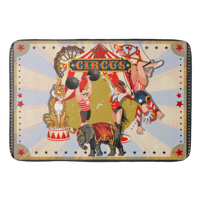 Vintage Retro Circus Bath Mat (Front)