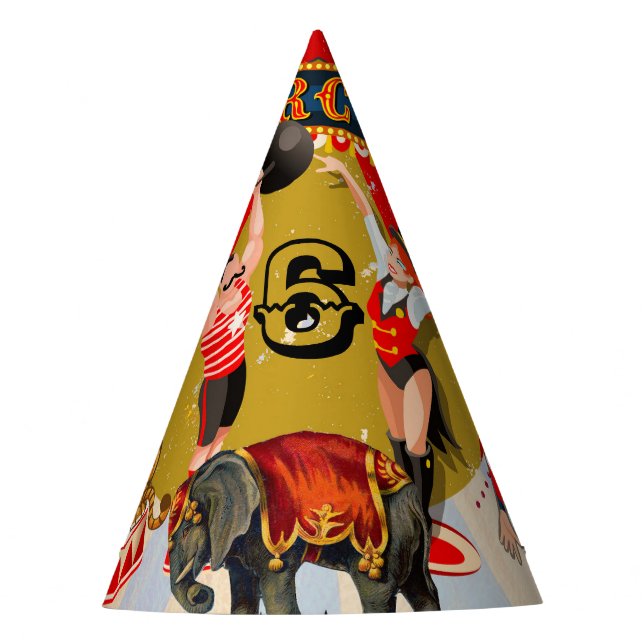 Vintage Retro Circus Birthday Party Hat (Front)