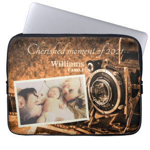 Vintage retro classic camera rustic custom family  laptop sleeve