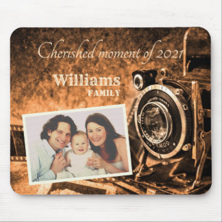 Vintage retro classic camera rustic custom family mouse pad