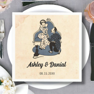 Vintage Retro Classic Old Romantic Rustic Wedding Napkin
