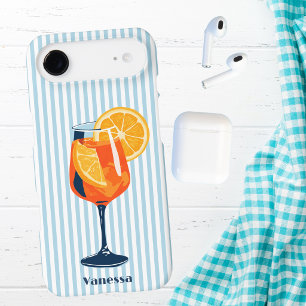 Vintage Retro Cocktail Blue Stripes Custom