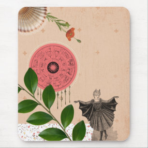Vintage Retro Collage Pink Fun Unique Mouse Pad