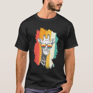 Vintage Retro Colour Sunset Silhouette Giraffe 1 T-Shirt