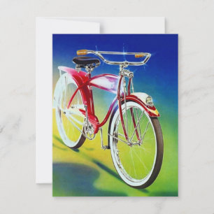 Vintage Retro Colourful Bicycle Party Invitations