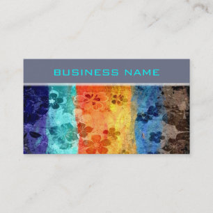 Vintage retro colourful floral pattern 4 business card
