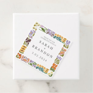 Vintage Retro Colourful Floral Wedding Favour Tags