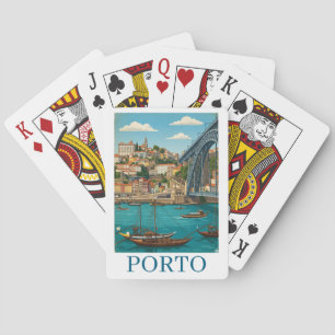 Vintage Retro Colourful Porto Portugal Travel Playing Cards
