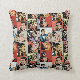 Vintage retro comic love story cushion