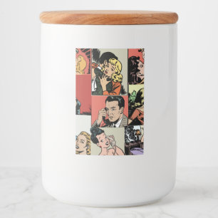 Vintage retro comic love story food label