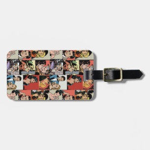 Vintage retro comic love story luggage tag