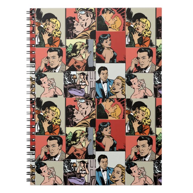 Vintage retro comic love story notebook (Front)