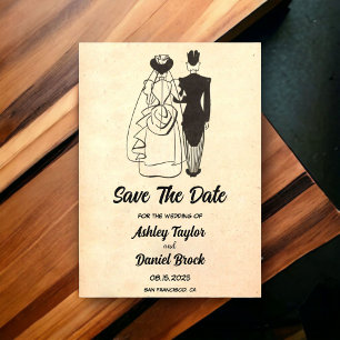 Vintage Retro Couple Comic Wedding Save the Date Acrylic Invitations