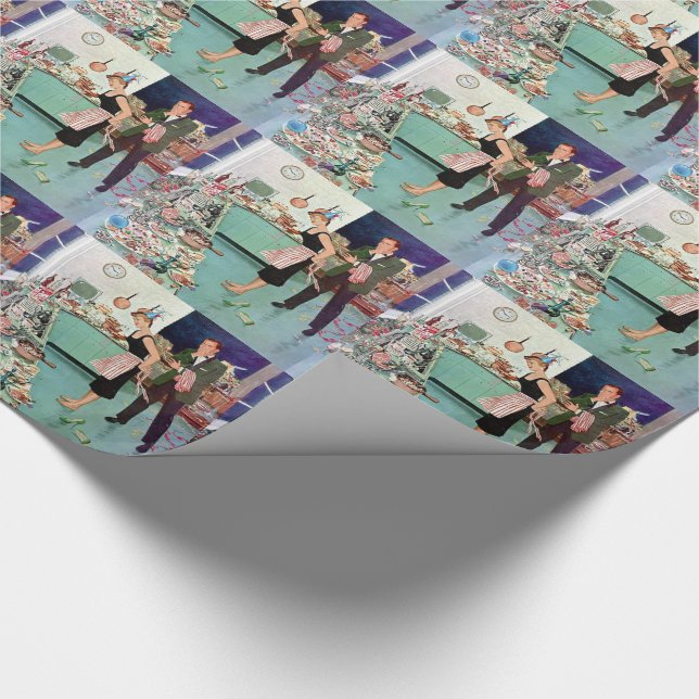 Vintage Retro Couple Wrapping Paper (Corner)