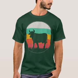 Vintage Retro Cow Funny Farm Farmer Daddy Silhouet T-Shirt