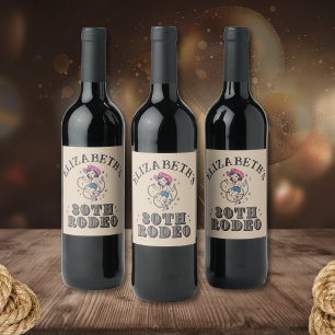 Vintage Retro Cowgirl 30th Birthday Party Wine Label