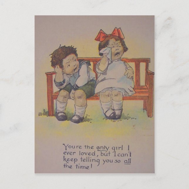 Vintage Retro Crying Valentine Card (Front)