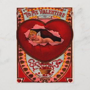 Vintage Retro Cupid Heart Valentine Card