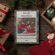 Vintage Retro Custom Photo Christmas Holiday Card