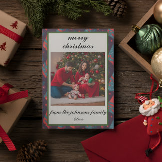 Vintage Retro Custom Photo Christmas Holiday Card