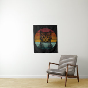 Vintage Retro Cute Cat Tapestry