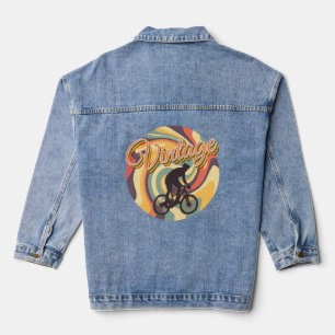 VINTAGE RETRO CYCLING IN COLORFUL TWIRL  DENIM JACKET
