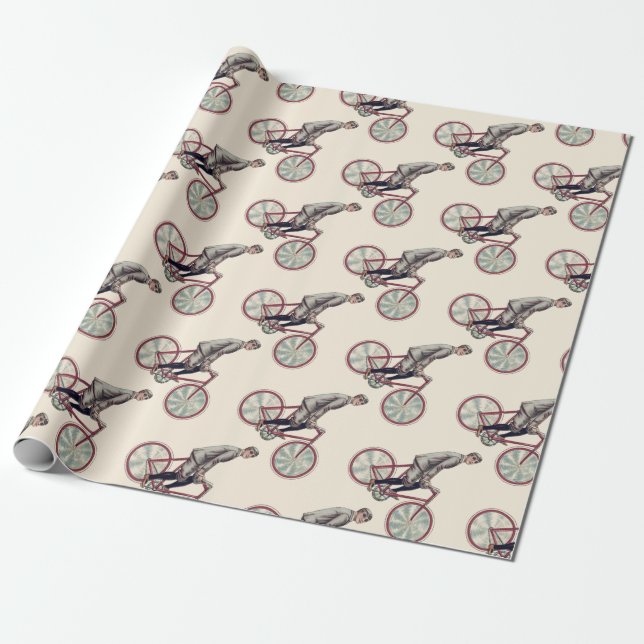 Vintage/Retro Cyclist Wrapping Paper (Unrolled)