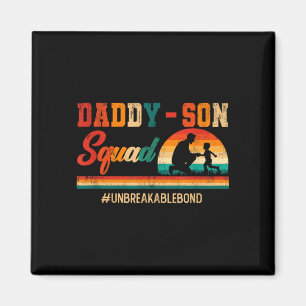 Vintage retro daddy son squad father's day family magnet