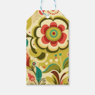 Vintage retro design floral light green gift tags