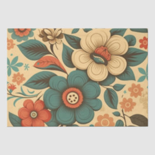 Vintage retro design floral pastel tissue paper