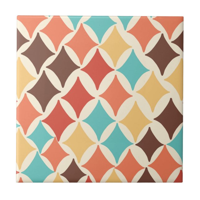 Vintage Retro Diamond Shapes Tile (Front)