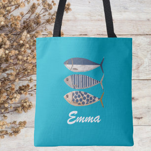 Vintage Retro Distressed Sardine,Custom Fisherman  Tote Bag