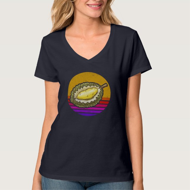 Vintage Retro Durian , Cute Durian Fruit T-Shirt (Front)