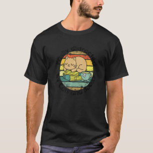 Vintage Retro Easily Distracted By Cats And Books T-Shirt