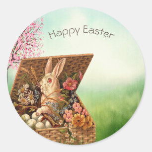 Vintage Retro Easter Bunny  Classic Round Sticker