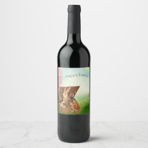Vintage Retro Easter Bunny Wine Label
