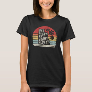 Vintage Retro Eat Sleep Brawl Repeat T-Shirt