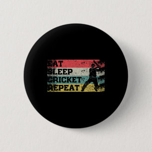 Vintage Retro Eat Sleep Cricket Repeat Funny Sport 6 Cm Round Badge