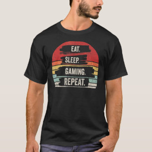 Vintage Retro Eat Sleep Gaming Repea  Gamer T-Shirt