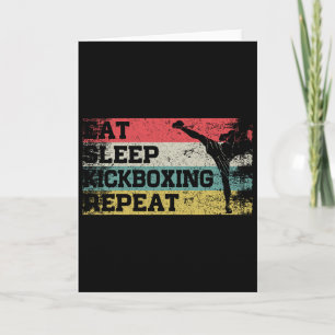 Vintage Retro Eat Sleep Kickbox Repeat Funny Kickb Card