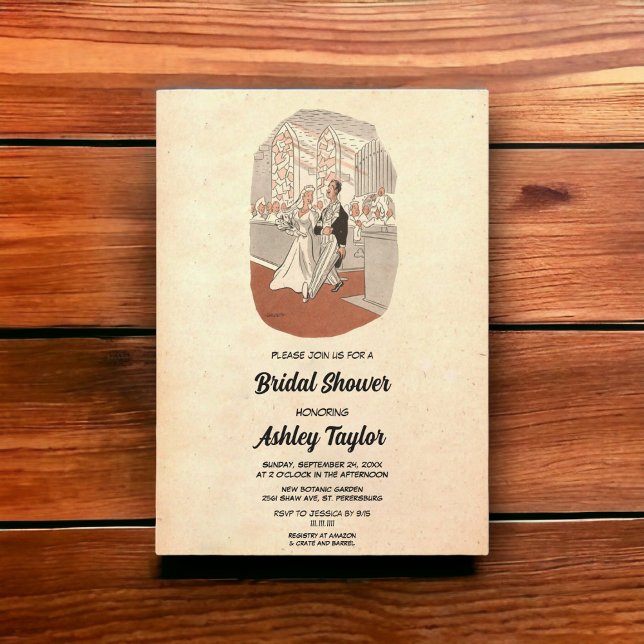 Vintage Retro Elegant Romantic Old Bridal Shower Invitation (Creator Uploaded)