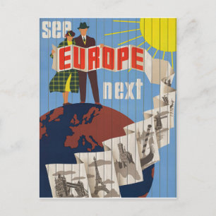 Vintage Retro Europe Travel Tourism Postcard